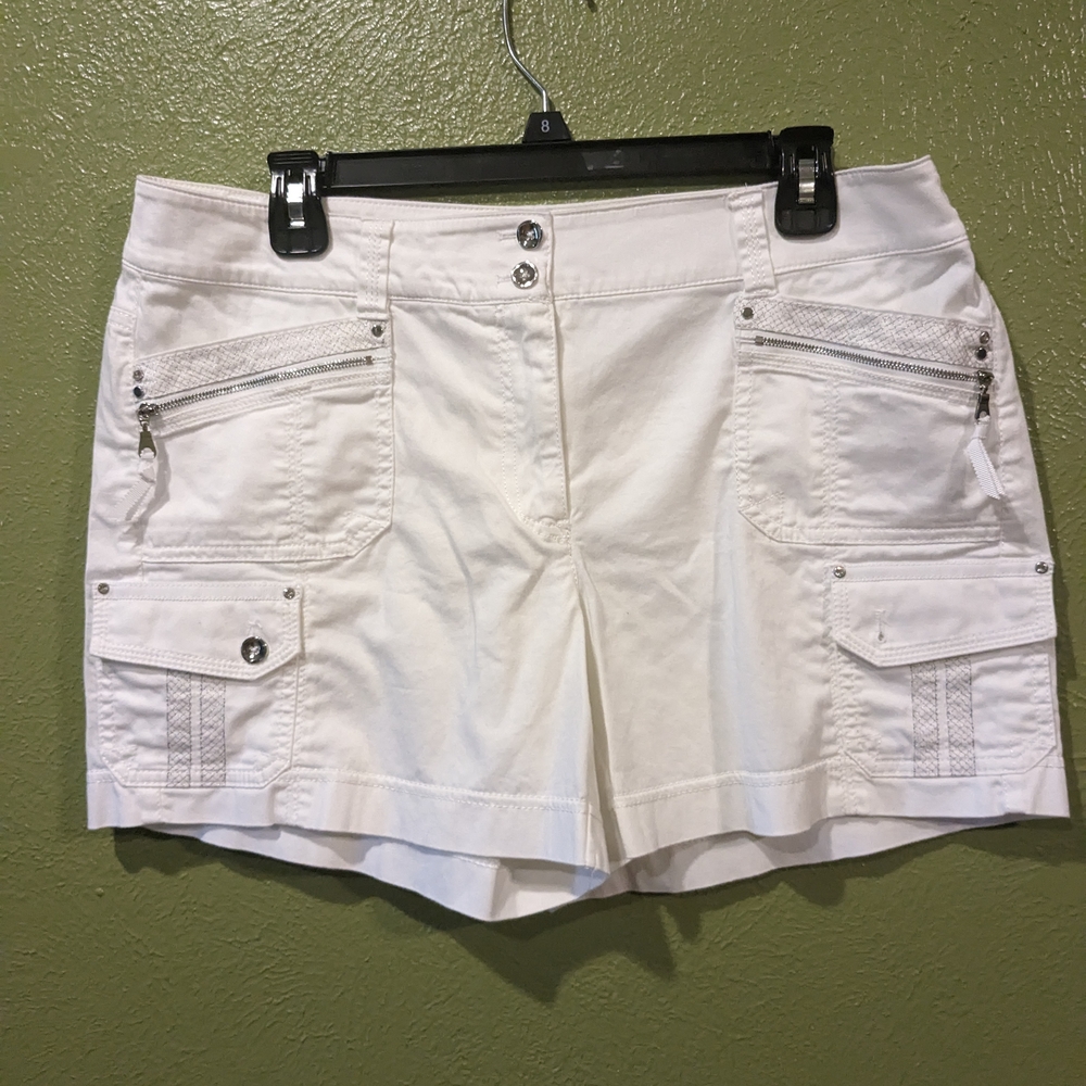 Women's White Cargo Shorts